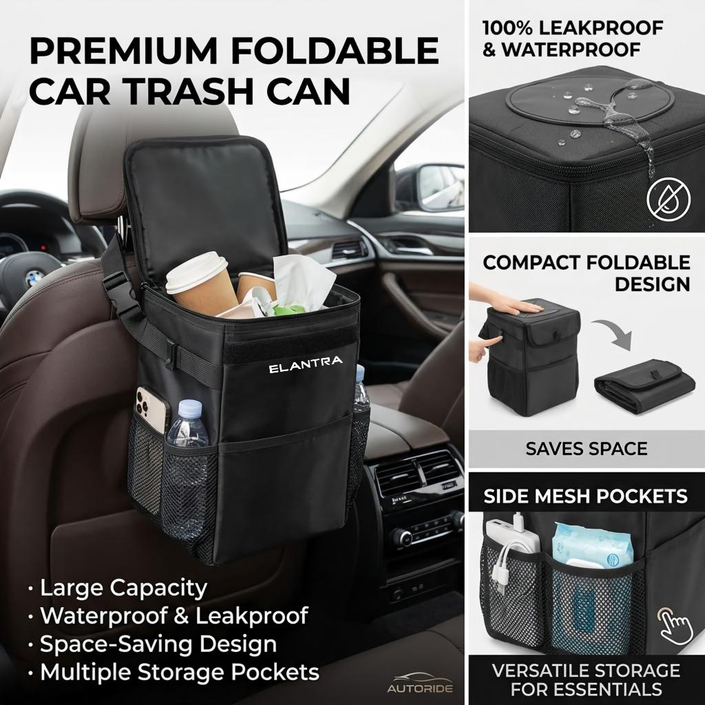Waterproof Car Trash Can With Lid - Wodoodporna torba do przechowywania odpadów w
